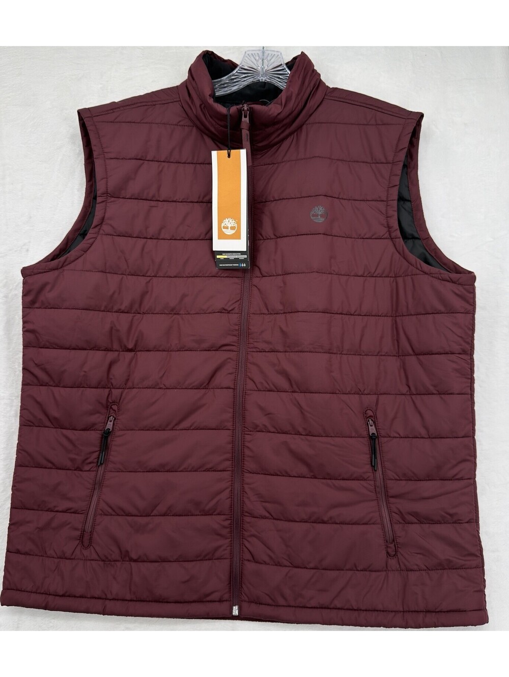 Timberland Puffer Vest XXL Mens Axis Peak Durable Water Repellent Burgundy New